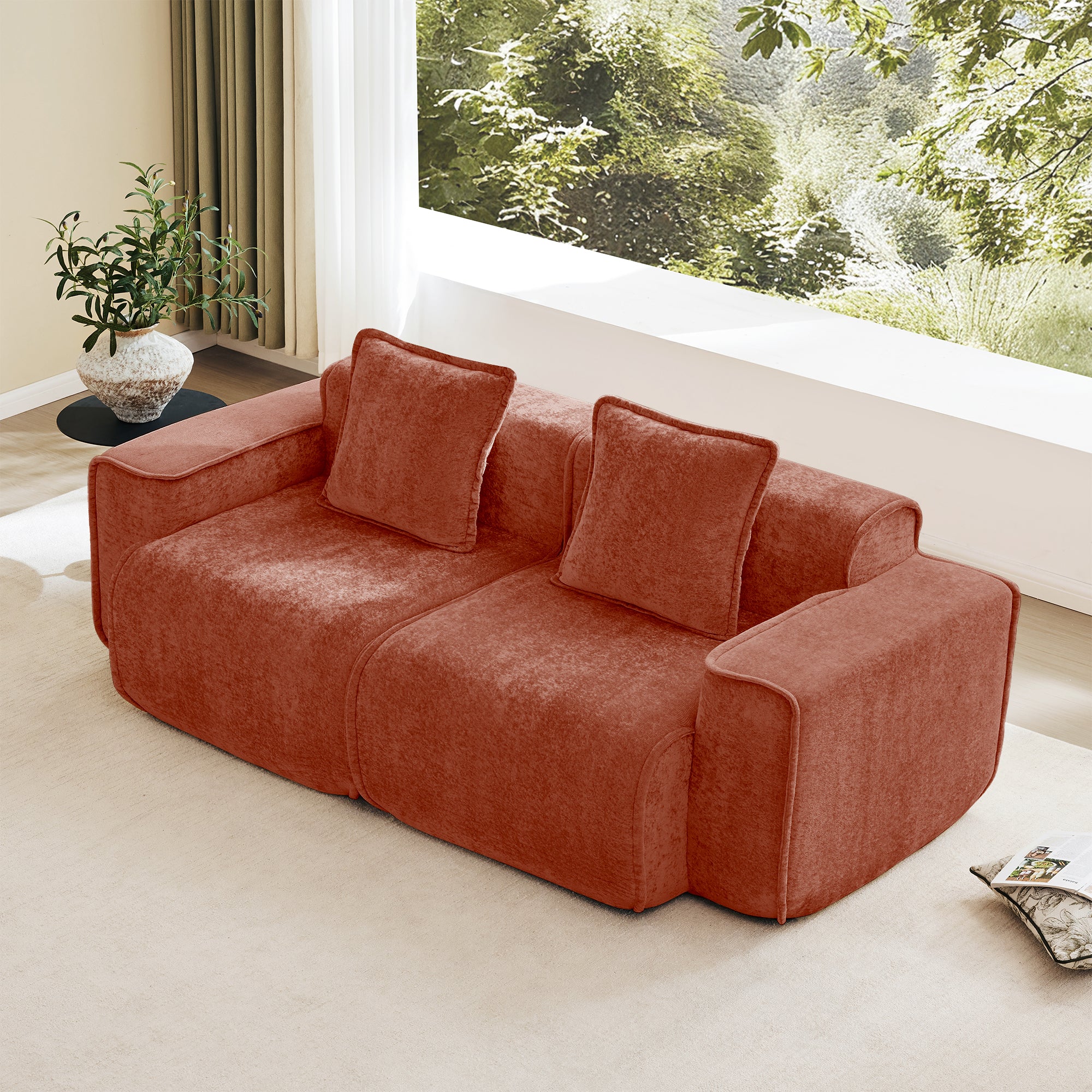 Seneca Boneless Couch - 2 Seater, Terracotta