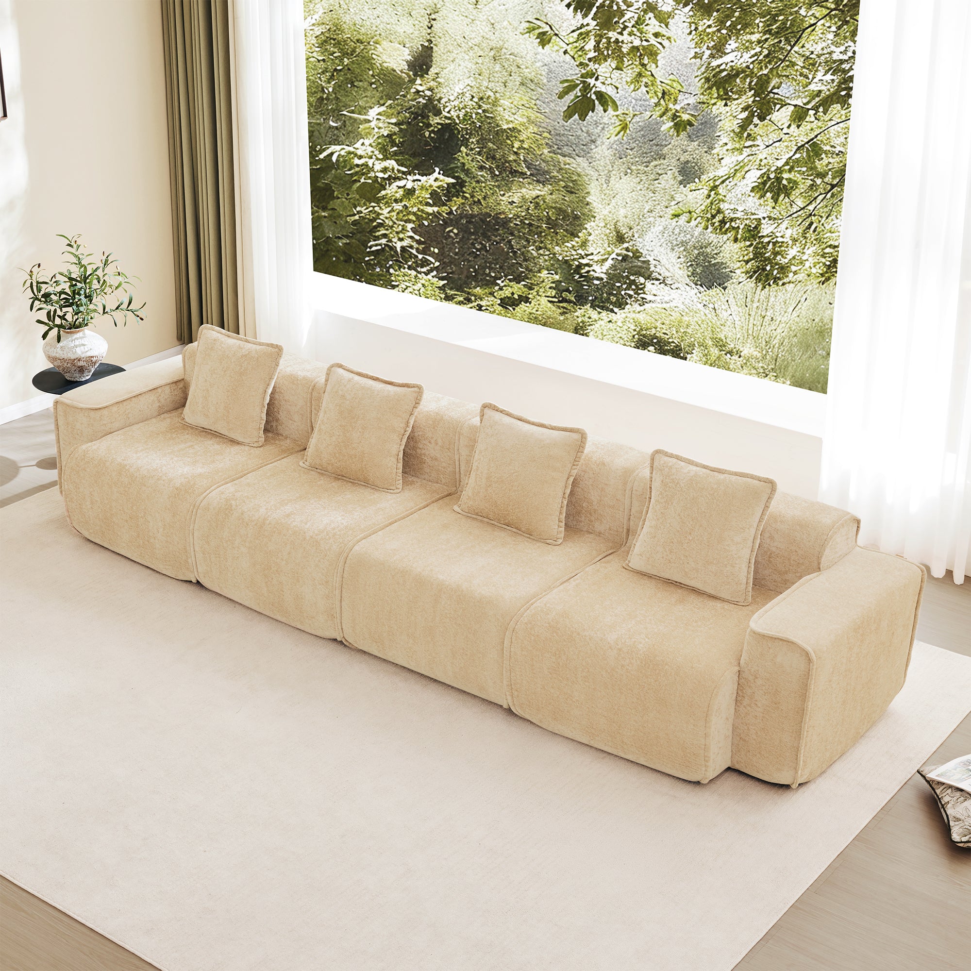 Seneca Boneless Couch - 4 Seater, Camel