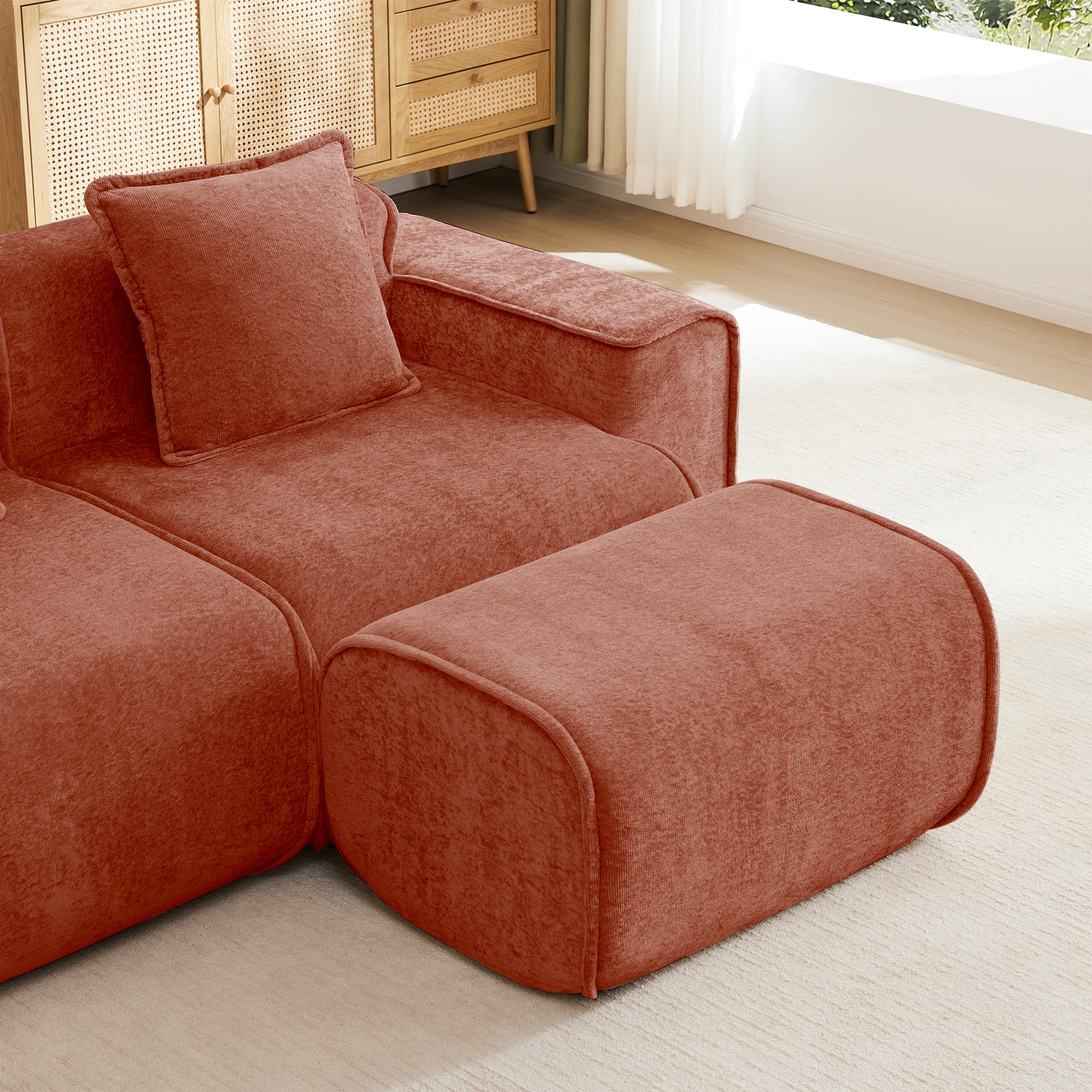 Seneca Boneless Ottoman - Terracotta