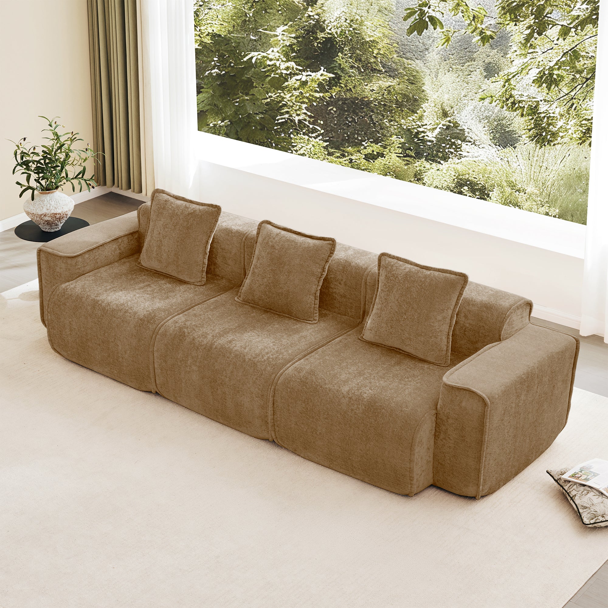 Seneca Boneless Couch - 3 Seater, Mocha