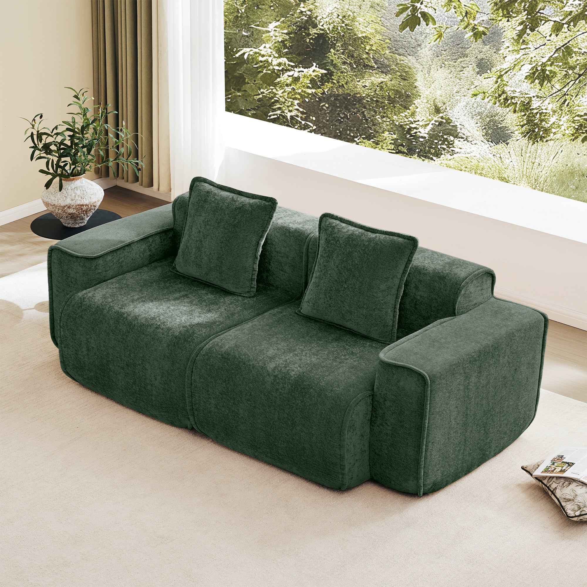 Seneca Boneless Couch - 2 Seater, Olive