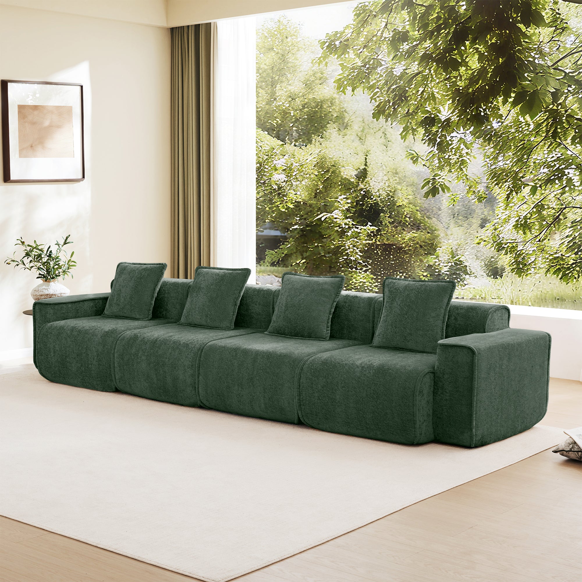 Seneca Boneless Couch - 4 Seater, Olive