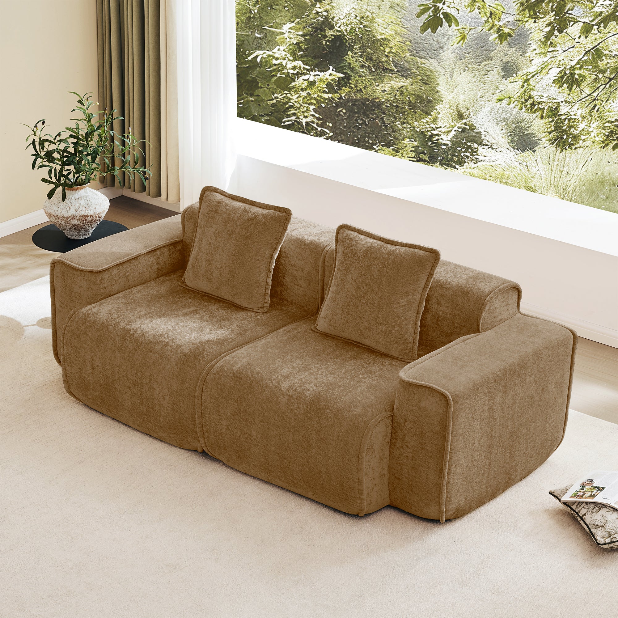Seneca Boneless Couch - 2 Seater, Mocha