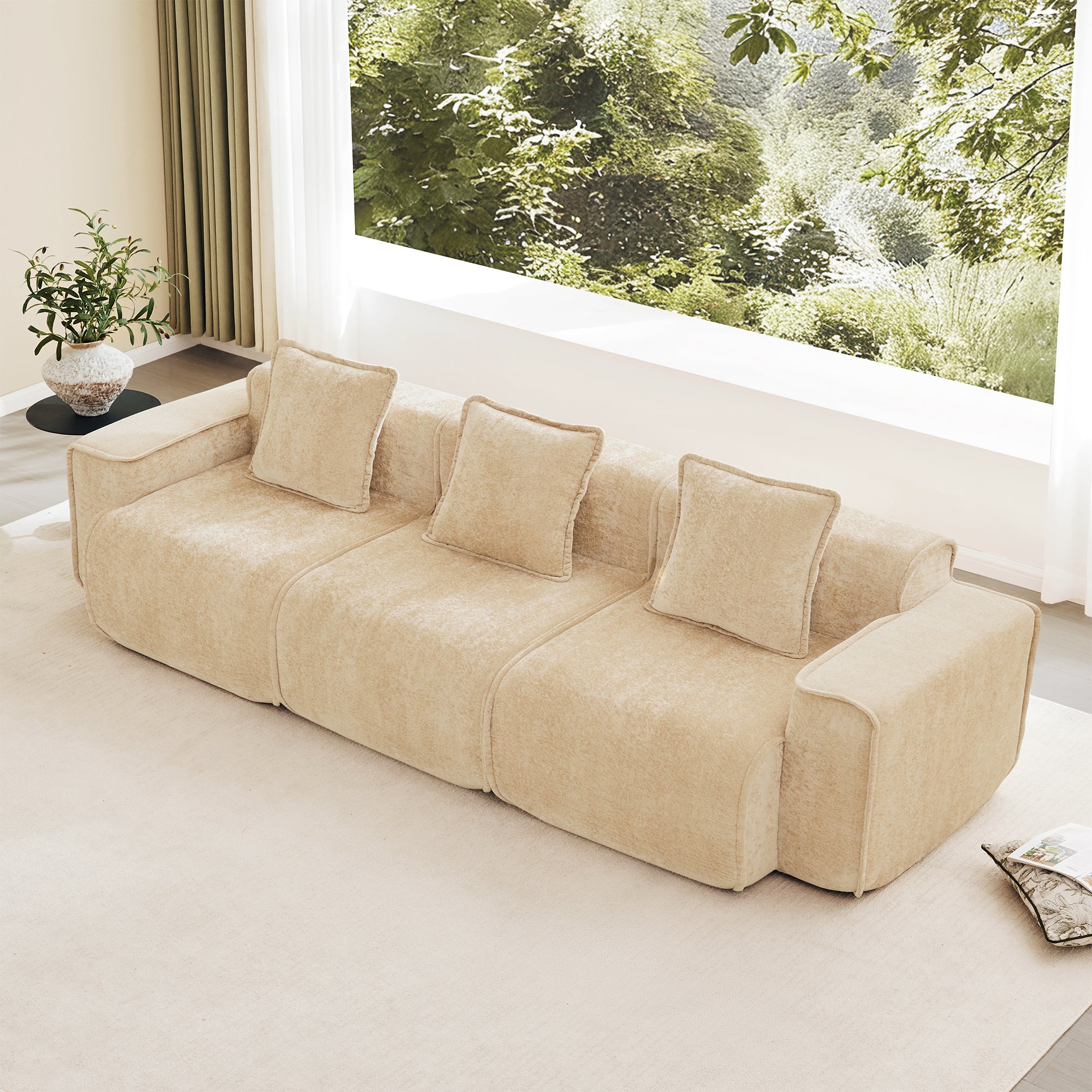 Seneca Boneless Couch - 3 Seater, Camel